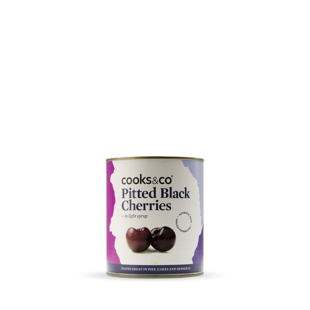 COOKS & CO Black Pitted Cherries in Syrup