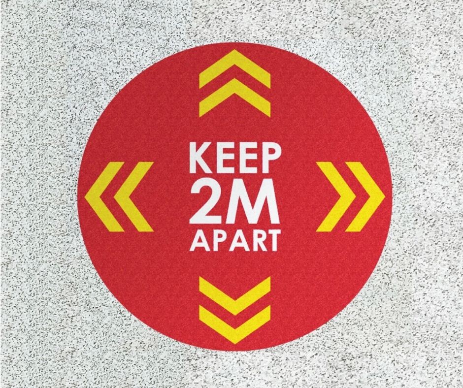 2m Distance Floor Stickers (30x30cm)