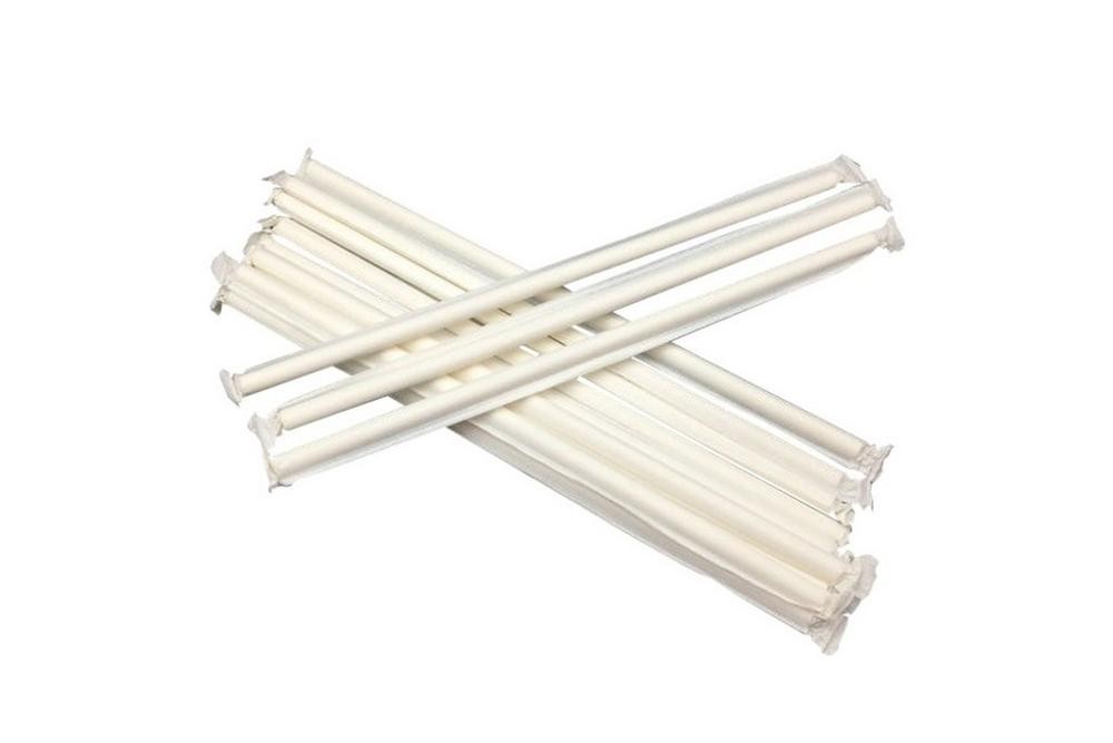 White Paper Straws Individually Wrapped