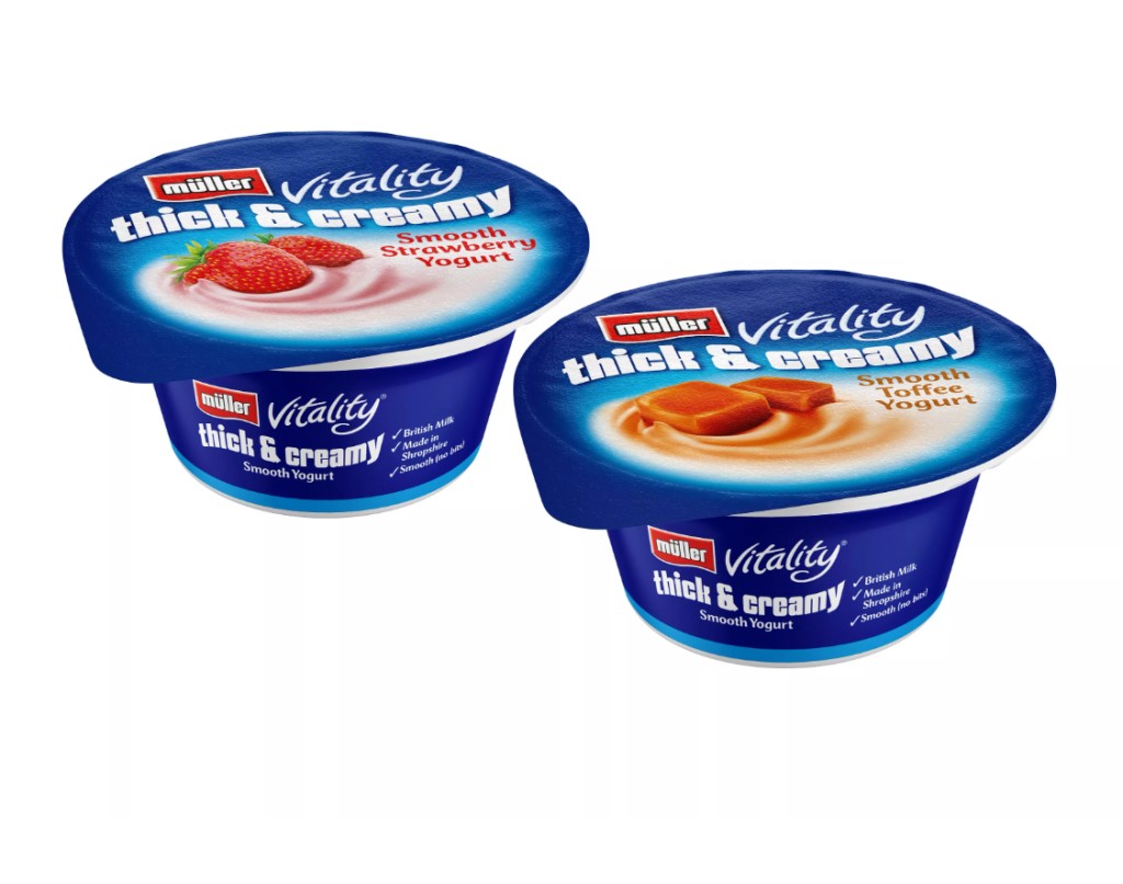 MULLER Thick & Creamy Strawberry & Toffee Yogurts